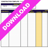 Project Change Order Log Template