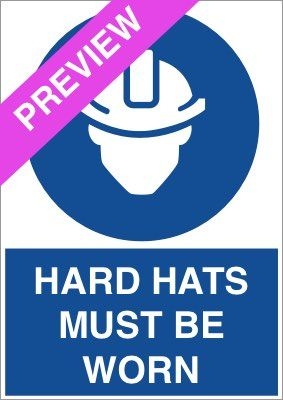 Hard Hats Must Be Worn Blue Sign Free Download