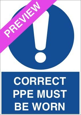 Correct PPE Must Be Worn Blue Sign Free Download