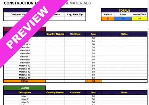 Free Time And Materials Invoice Template