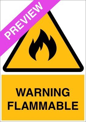 Warning Flammable Yellow Sign Free Download