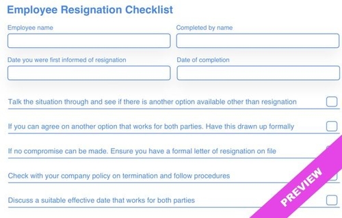 Employee Resignation Checklist Template Free Download