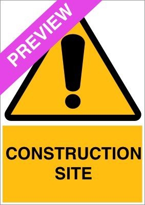 Construction Site Yellow Sign Free Download