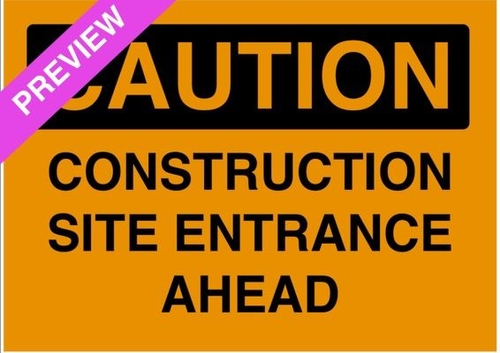 Construction Site Entrance Ahead Orange Sign | Free SME Tool